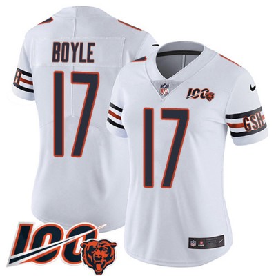 Nike Chicago Bears #17 Tim Boyle White Alternate Women's Stitched NFL Vapor Untouchable Limited 100th Season Jersey